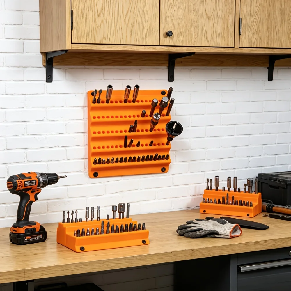 Wandmontiertes Sechseckiges Aufbewahrungsregal für Schraubendreher-Bits, geeignet für 6,3-mm-Bits, Sortierhalterung für Haushalt und Garage – Detail 3