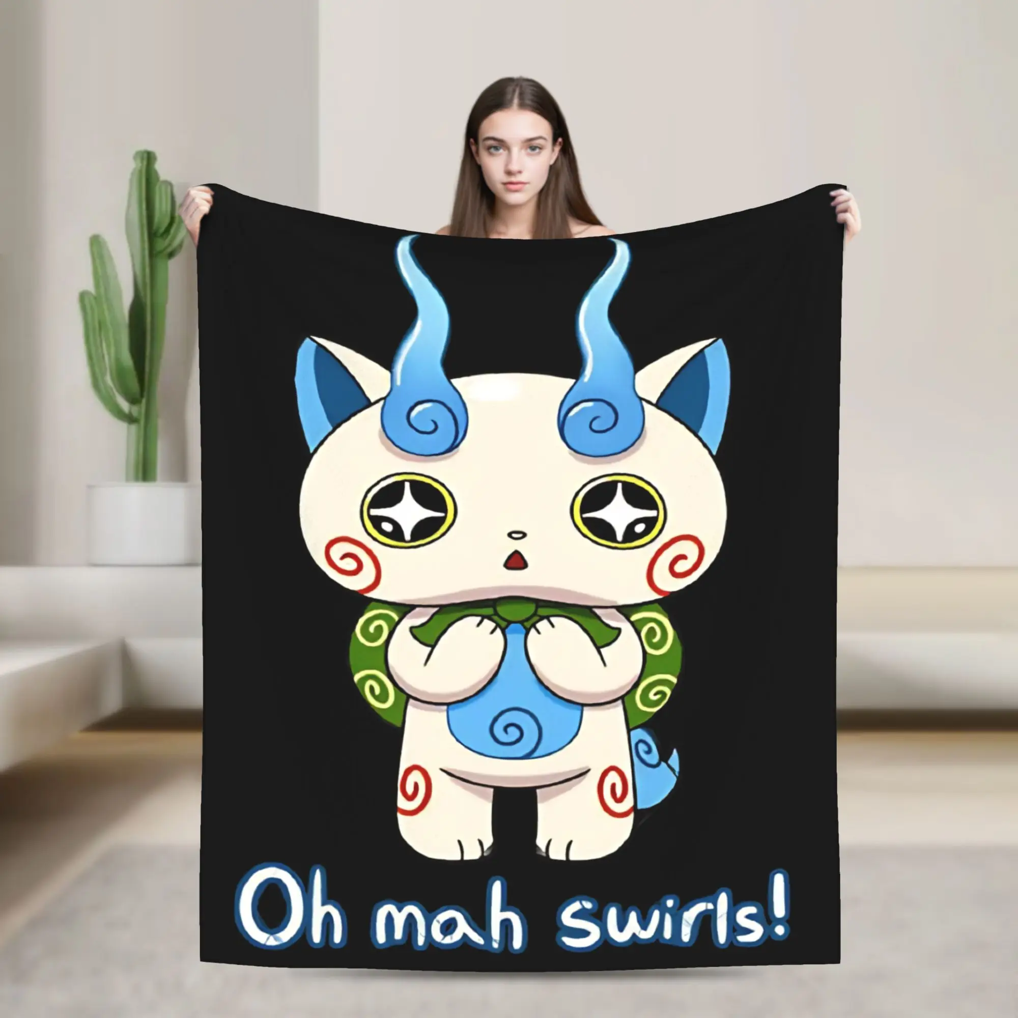 Yokai Watch Game Blanket Komasan Flannel Throw Blanket Summer Air Conditioning Printed Ultra-Soft Warm Bedspread