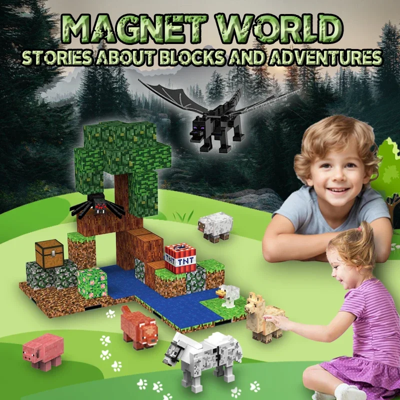 Magnet World Building Blocks Cube Zabawki dla dzieci Prezenty Zestawy klocków magnetycznych DIY Cegły tematyczne Zabawki w wieku 6+ Dzieci na prezenty świąteczne