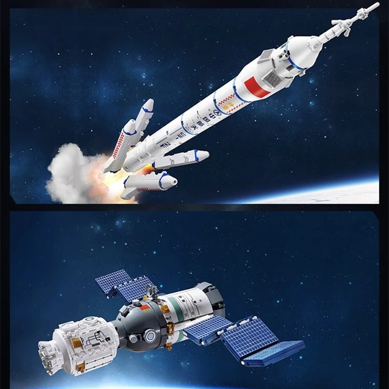 keeppley Long March 2F launch vehicle building blocks manned space mission series Shenzhou Spaceship model birthday gift