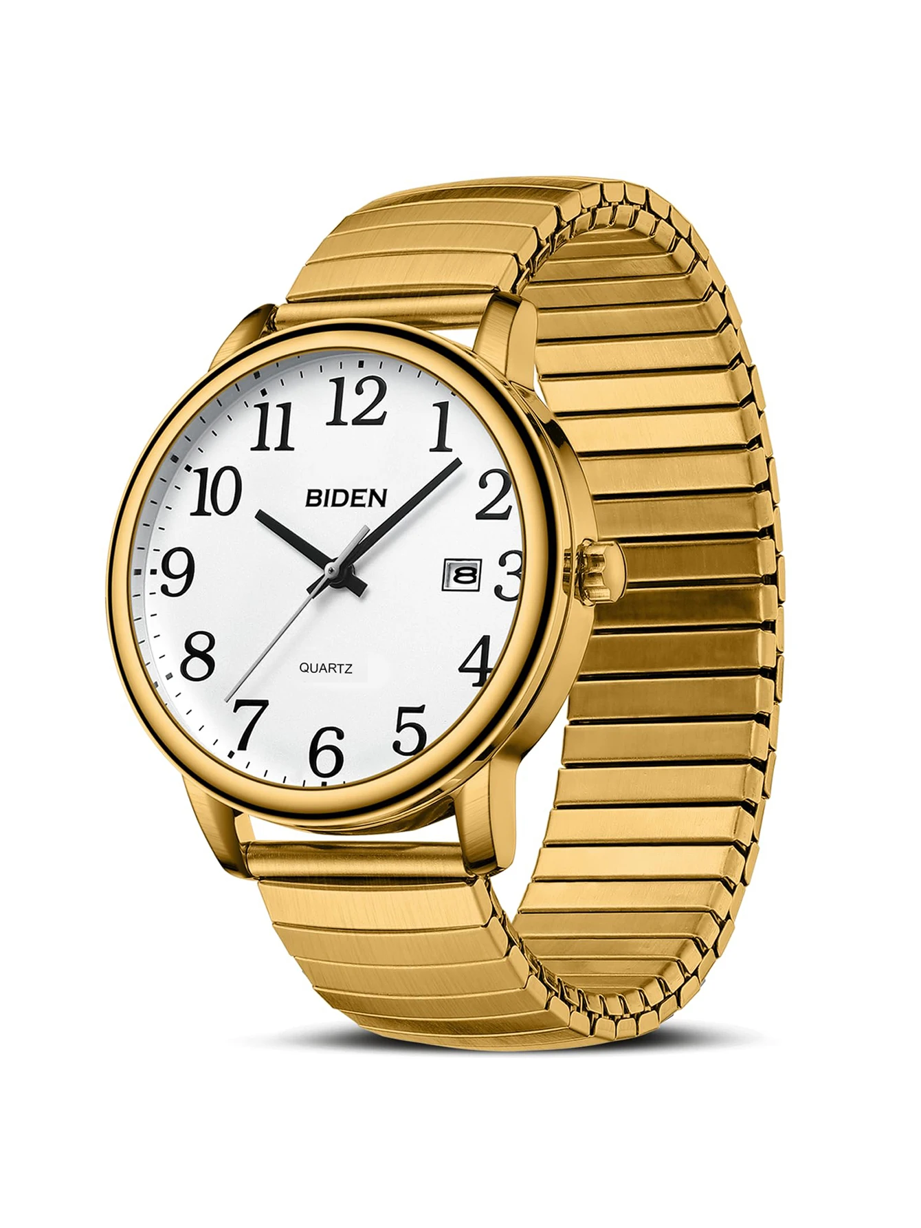 

BIDEN Men's Watch Easy to Read Simulated Quartz Sports Waterproof Men's Watch, Stainless Steel Stretch Band, Men's Date Watch