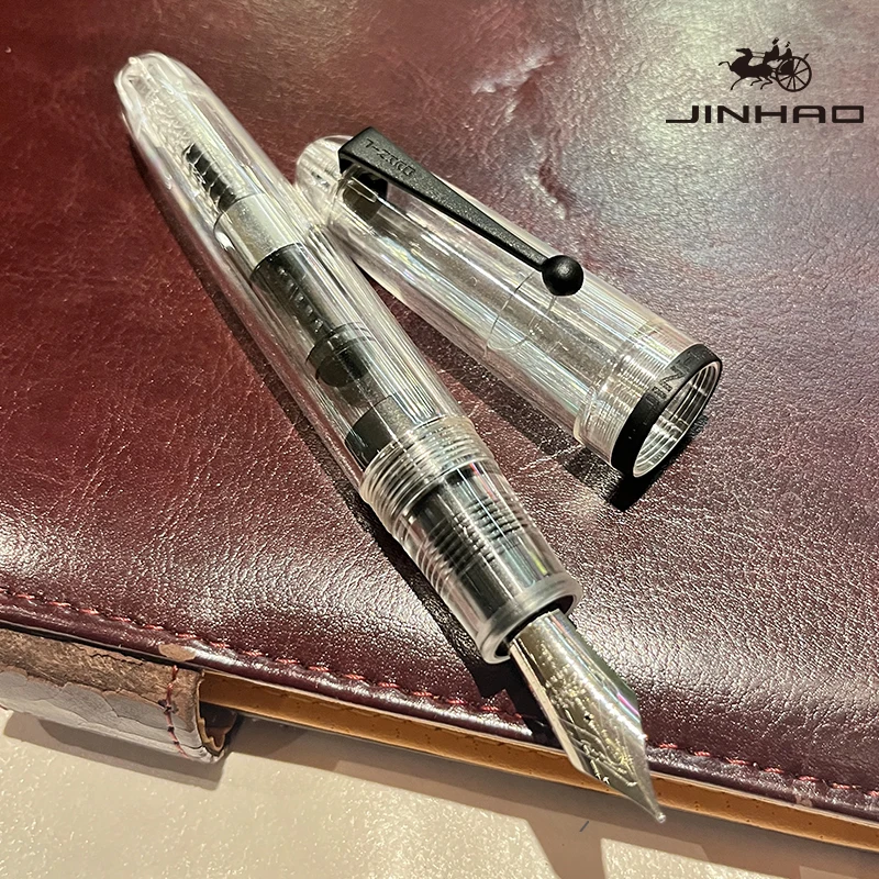 Jinhao 9019 Füllfederhalter Dadao Serie Transparent mit Schwarzem Rand Feine Spitze Großer Konverter Glattes Schreibgerät – Detail 10