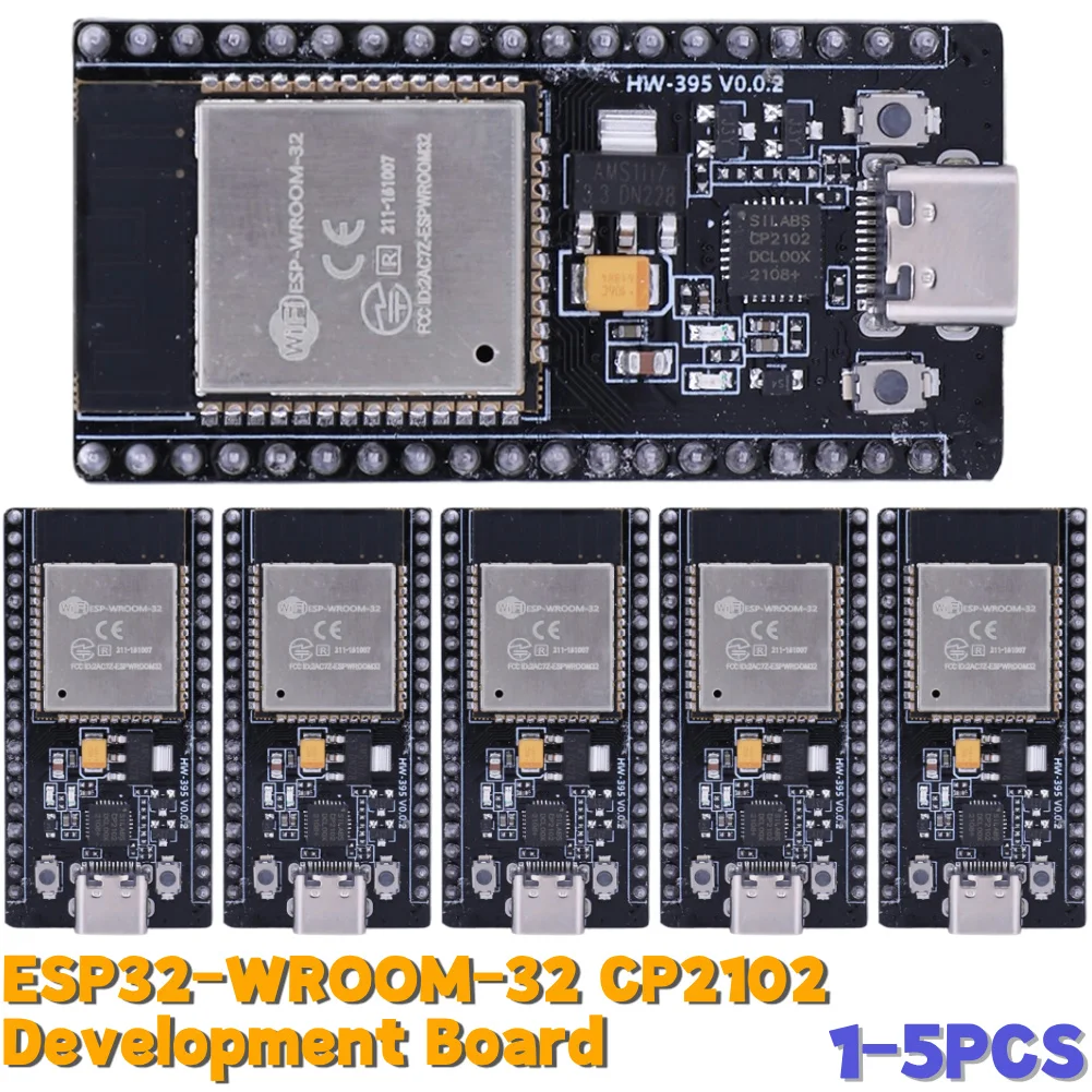 1-5 قطعة ESP32-WROOM-32 CP2102 مجلس التنمية واي فاي بلوتوث متوافق للمنزل الذكي المحمول IoT WiFi BT BLE MCU وحدة