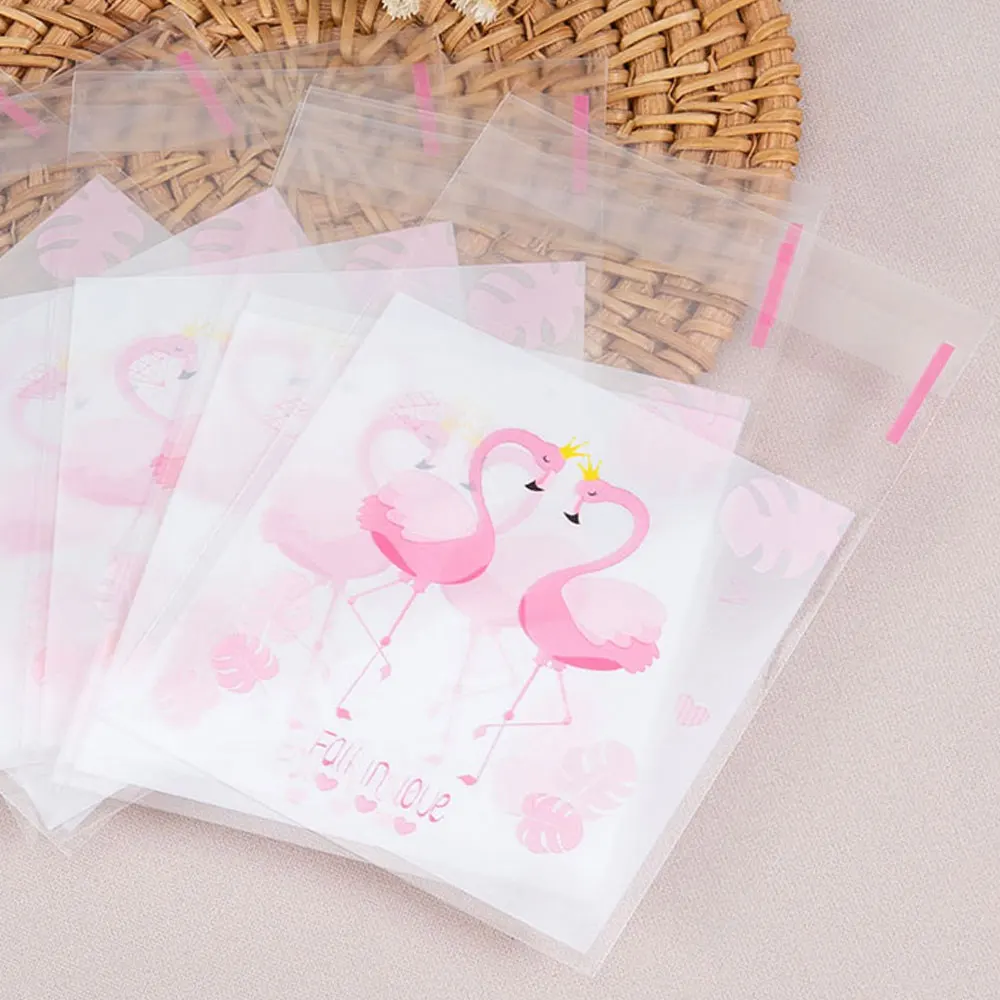 

50pcs 7x7+3cm Plastic Self Adhesive OPP Bags Flamingo Small Pouches for DIY Jewelry Display Retail Bags Cosmetic Wrapping