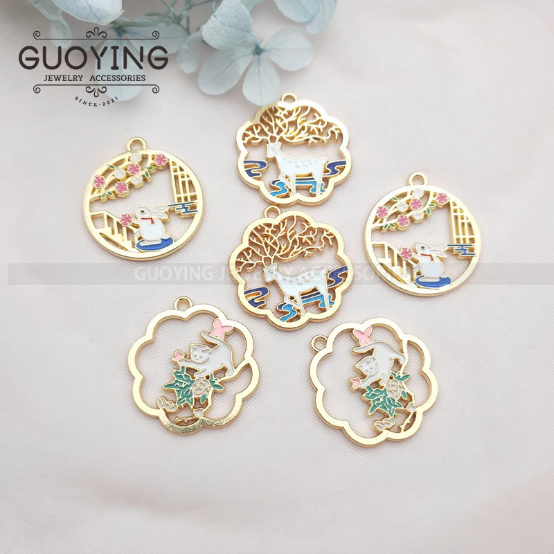 

10pcs Alloy Enamel Pendant Chinese Style Cat Earring Pendant DIY Designer Handmade Jewelry Accessory Keychain Pendant