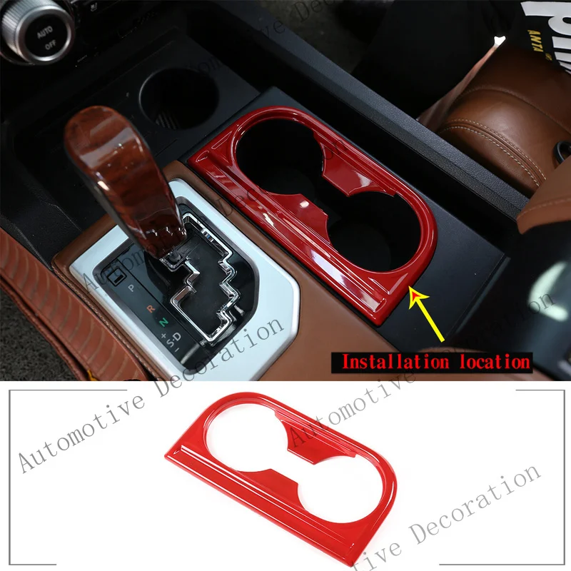 Z+ Center Console Water Cup Holder Trim Cover For Toyota Tundra 14-2021 ABS Red
