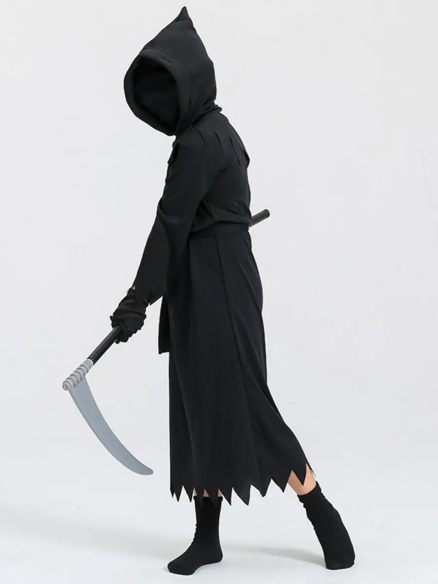 子供用ローブンコスチューム死神衣装コスプレ光るメガネステージパフォーマンス服ポリエステル素材