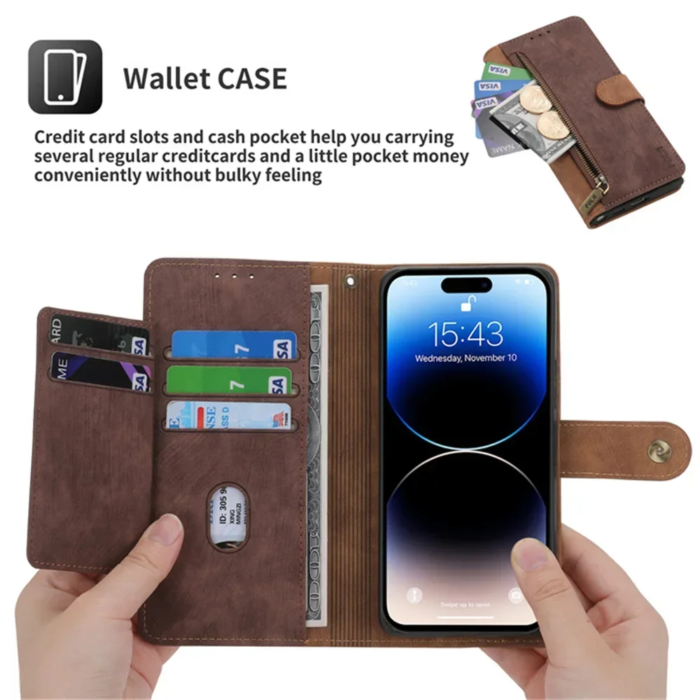 For Infinix Hot 30 Play 2023 RFID Wallet Leather Zipper Case For Infinix Hot 11S NFC Case Hot 20s 20i 30i 12 Pro 10 Lite  Cover