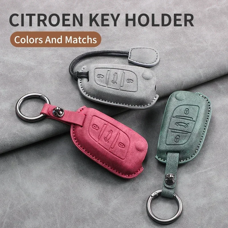 

For Citroen C2 C3 C4 C5 C6 C8 DS4 For Peugeot 107 207 306 307 407 308 607 New Sheepskin Car Flip Key Case Cover Shell Fob