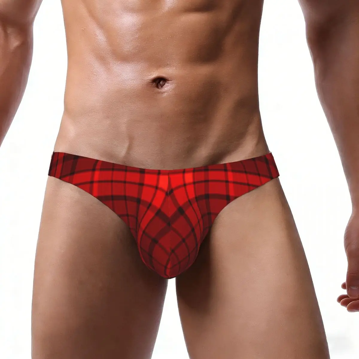 Sexy Man's Underwear Briefs Checkered Plaid Tartan Pattern Men Underpants
