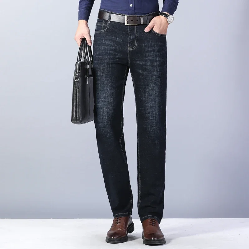 Men\'s Slim Fashion Denim High Quality Male Pants Elastic Black Blue Leisure Jeans Brand Clothing