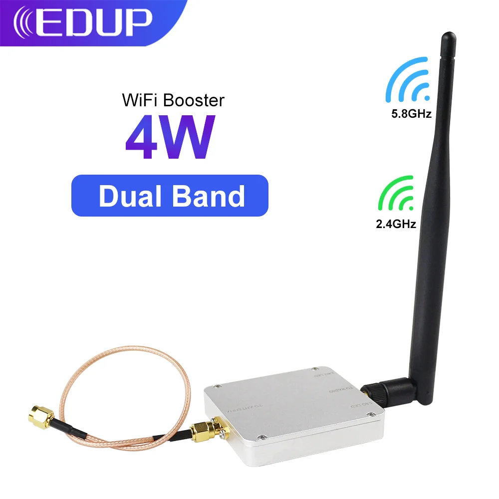 Amplificador WiFi EDUP 2,4 GHz 5,8 GHz amplificador de señal inalámbrico de largo alcance 4W banda Dual para casa Oficina Drone accesorios de señal