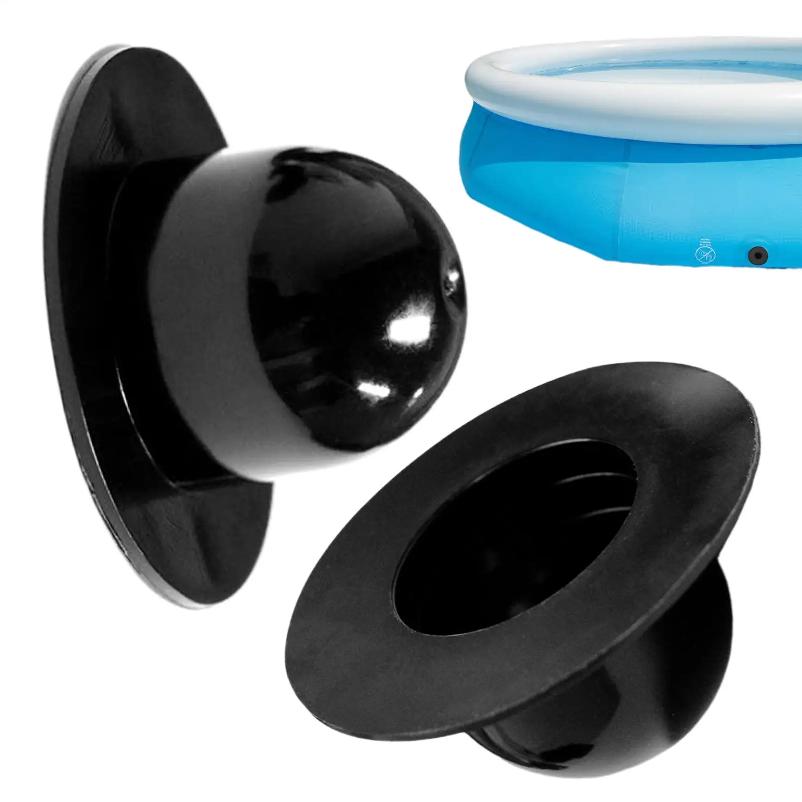 2PCS PVC Swimming Pool Drain Plug Pump Strainer Hole Plug Water Stopper Durable Thickened Pool WallPlug Black
