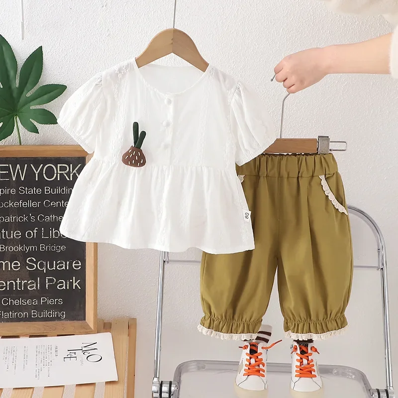 

New Summer Fashion Baby Girls Clothes Suit Children Cute Short Sleeved T-Shirt Shorts 2Pcs/Sets Toddler Clothing Kids Tracksuits