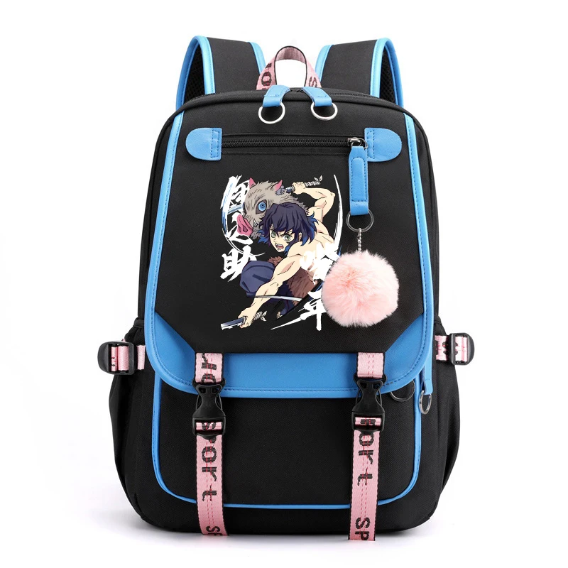 Nowy plecak z nadrukiem Anime Hashibira Inosuke Plecak unisex Nastolatek Chłopiec Dziewczyna Torby szkolne Codzienna torba podróżna