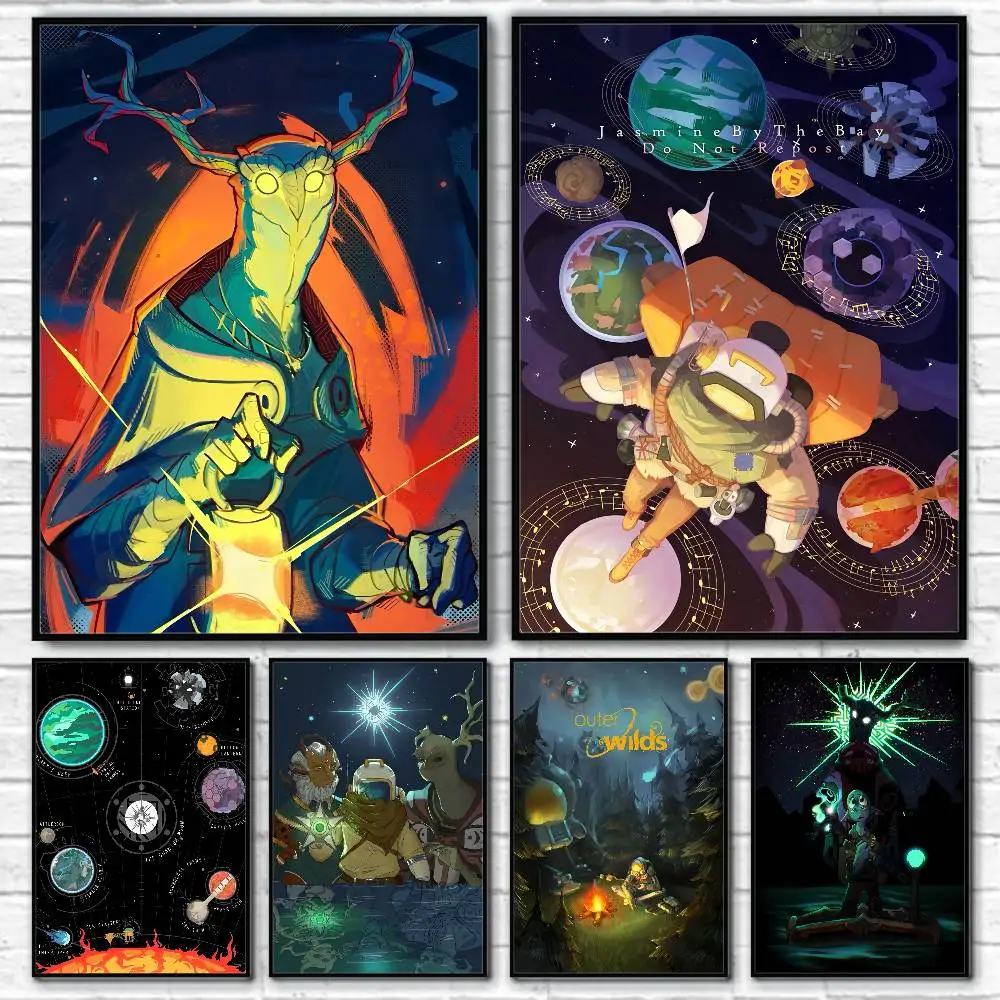 Anime Outer Wilds Movie Game Poster Self-Adhesive for Home Bedroom Home Decor High Quality Stickers Painting Wall Art