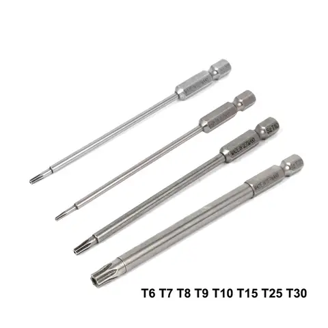 Uxcell t30 t25 t15 t10 t9 t8 t7 t6 torx chave de fenda de segurança bit cabeça torx magnética 1/4 "haste sextavada 100mm de comprimento ferramentas manuais de reparo