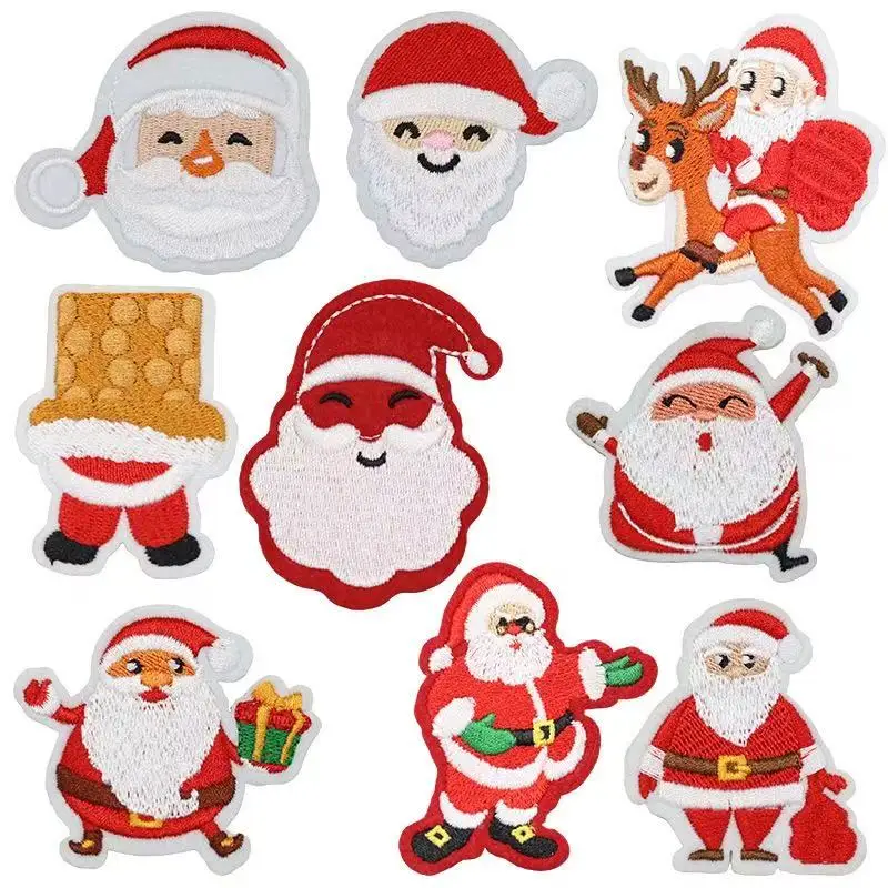 Santa Claus Embroidered Iron On Patch DIY Fabric Label Clothes Patch Embroidery Applique Garment Accessories DIY Badge
