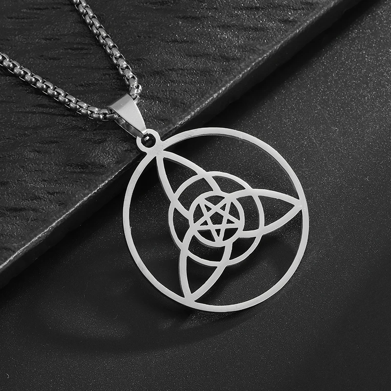 Stainless Steel Irish Trinity Celtic Knot Magic Pentagram Pendant Necklace Men Women Lucky Jewelry Gift