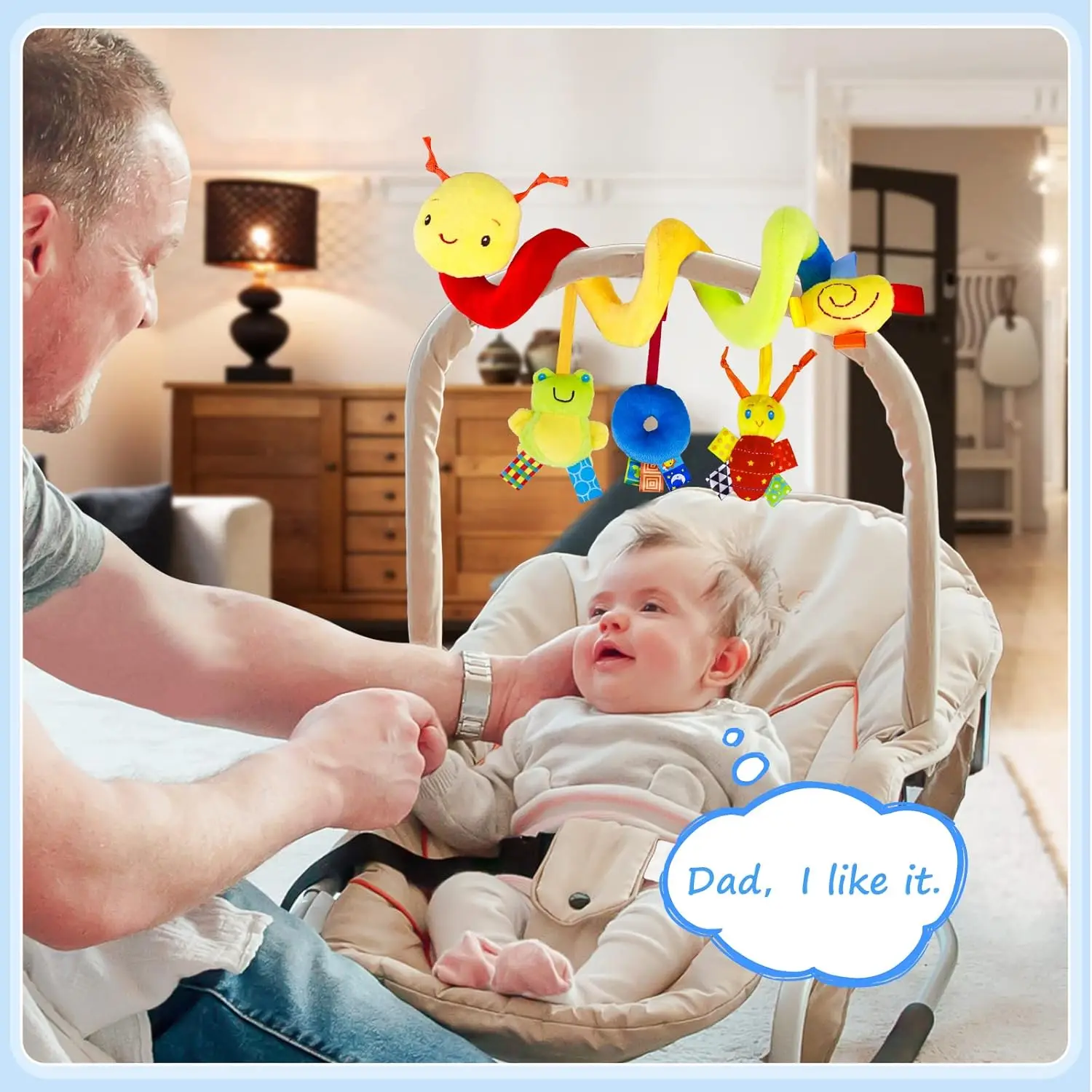 スパイラルカーシートベビーカーアクティビティトイ 赤ちゃん感覚玩具、0-12ヶ月の赤ちゃん用ソフトハンギングトイ カーシートベビーベッドベビーカーベル