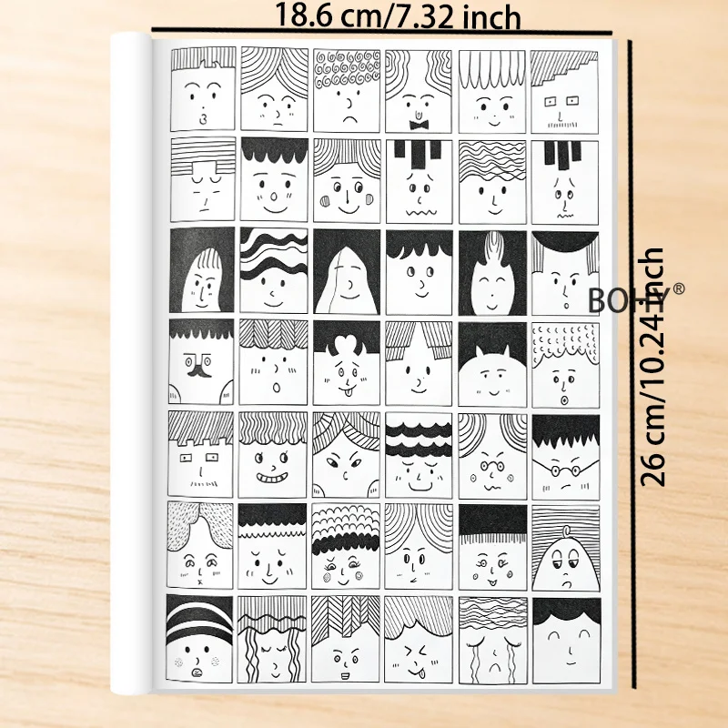 1 Emoji Painting and Coloring Album, Include Multi Style Hairstyles and Facial Shapes/simple Block Character Portraits, 40 Pages