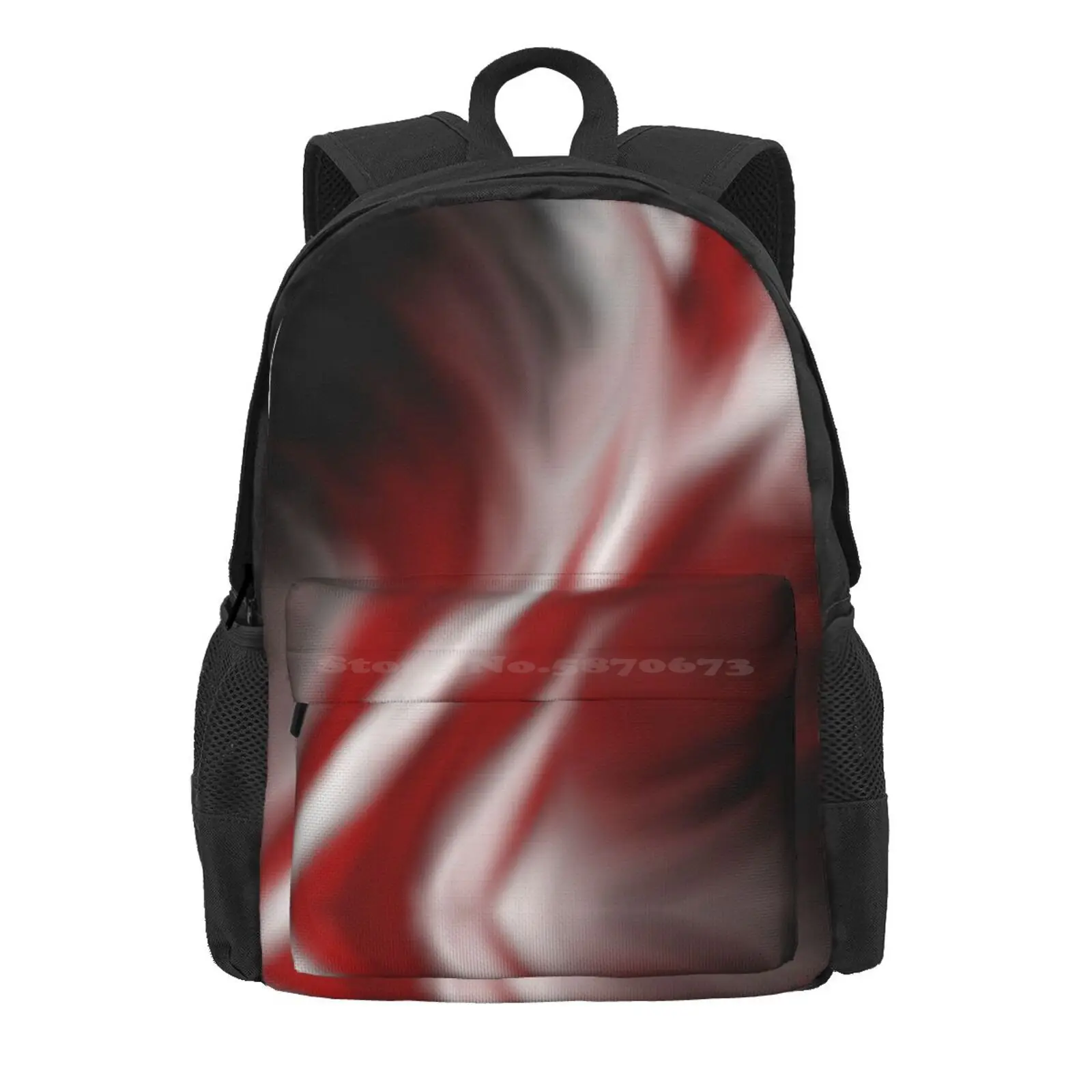 Decorative Red And White Hot Sale Schoolbag Backpack Fashion Bags Red Pattern White Pattern Black Pattern Abstract Pattern Red