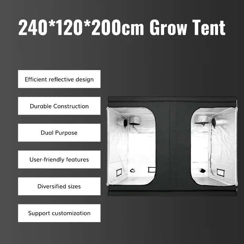 growth plant tent 240 * 120 * 200cm easy to assemble growth box 600D Oxford cloth greenhouse darkroom
