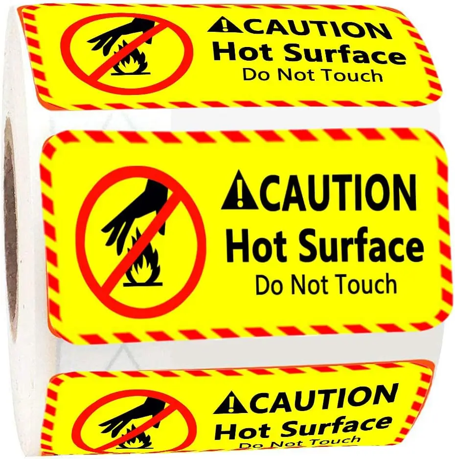 

Warning Hot Surface Labels 2x1inch Caution Hot Surface Warning Stickers Do Not Touch Stickers 500Pcs