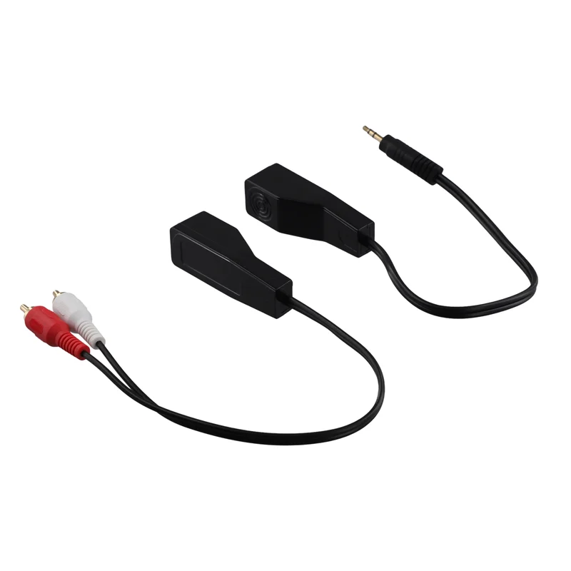 Excellent-DC3.5Mm Stereo e RCA Rosso Bianco Segnale audio Balun su cavo Cat5/6 RJ45 femmina a DC3.5Mm e 2 cavi audio Xrca