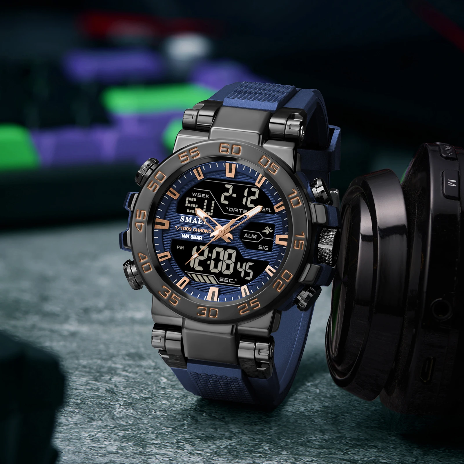 

SMAEL New watch 8139 alloy case and TPU strap,Stopwatch alarm multi-functional waterproof and shock-resistant, men's watch