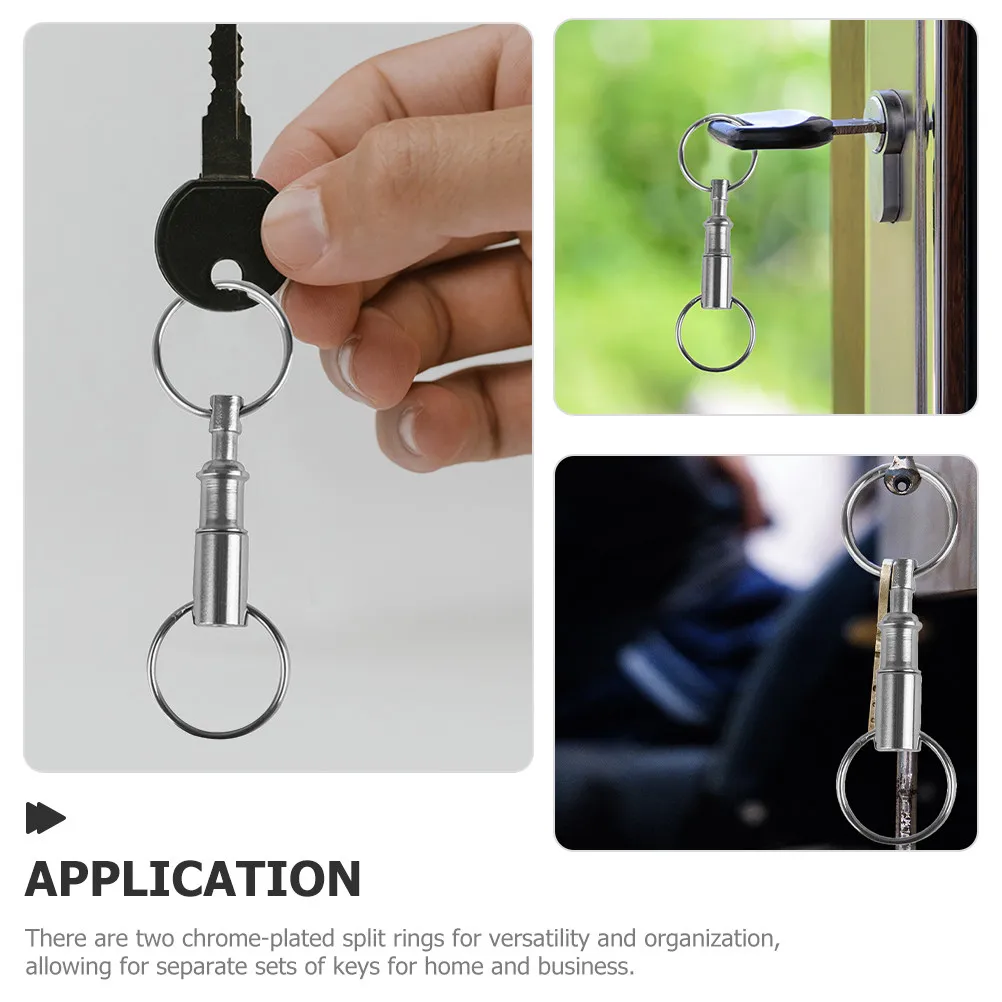 10Pcs Silver Chrome-Plated Zinc Key Holder 8x2.5cm Dual Split Ring Quick Release Spring Snap Detach for Home Office Keys Tools