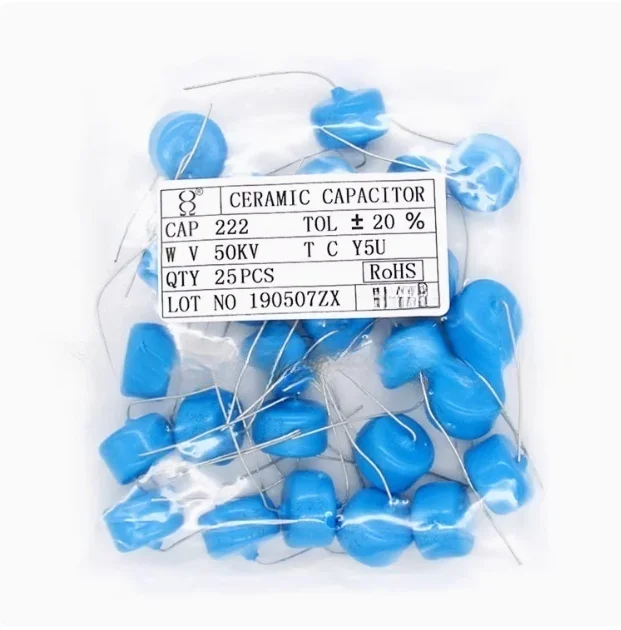 222 50KV 222/50KV 2200PF 2.2nF axial high-voltage ceramic capacitor 50KV222    25 pieces/pack