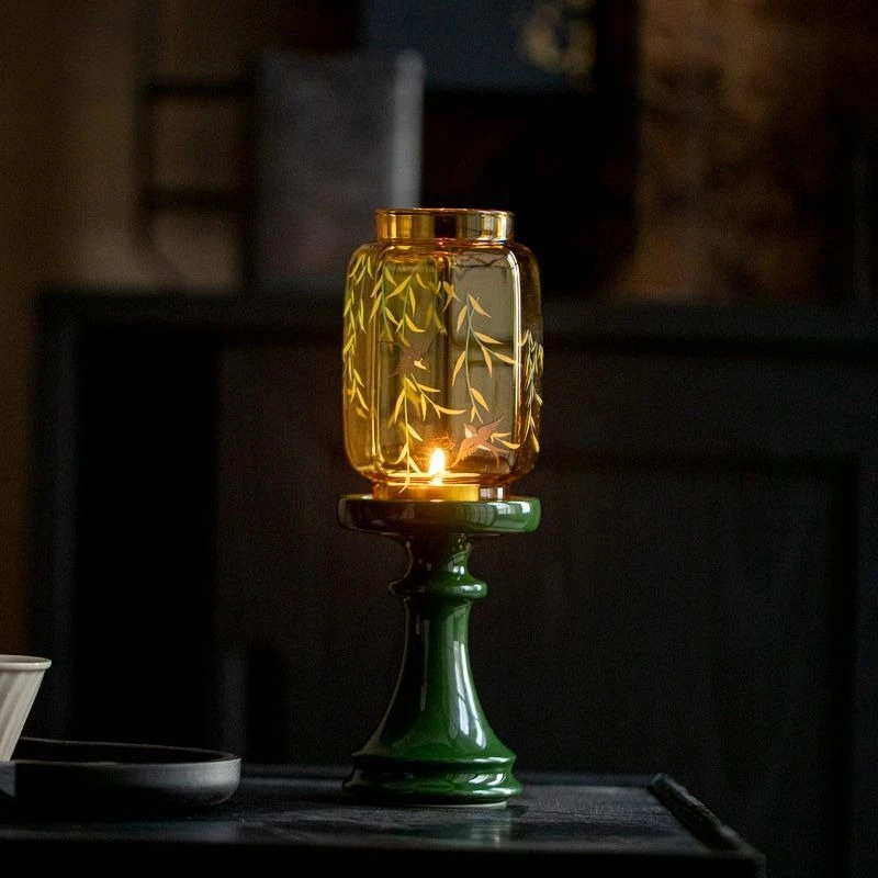 Chinese Zen Liu Yan Spring Ming and Qing Dynasty Candle Holder Household Emerald Candle