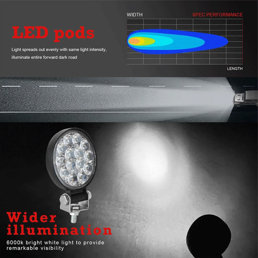 

1pc 42W 14 LED Work Light Bar Spot Car Truck ATV Tractor Off-Road Driving Fog Lamp Work Lights Spotlight Replacement