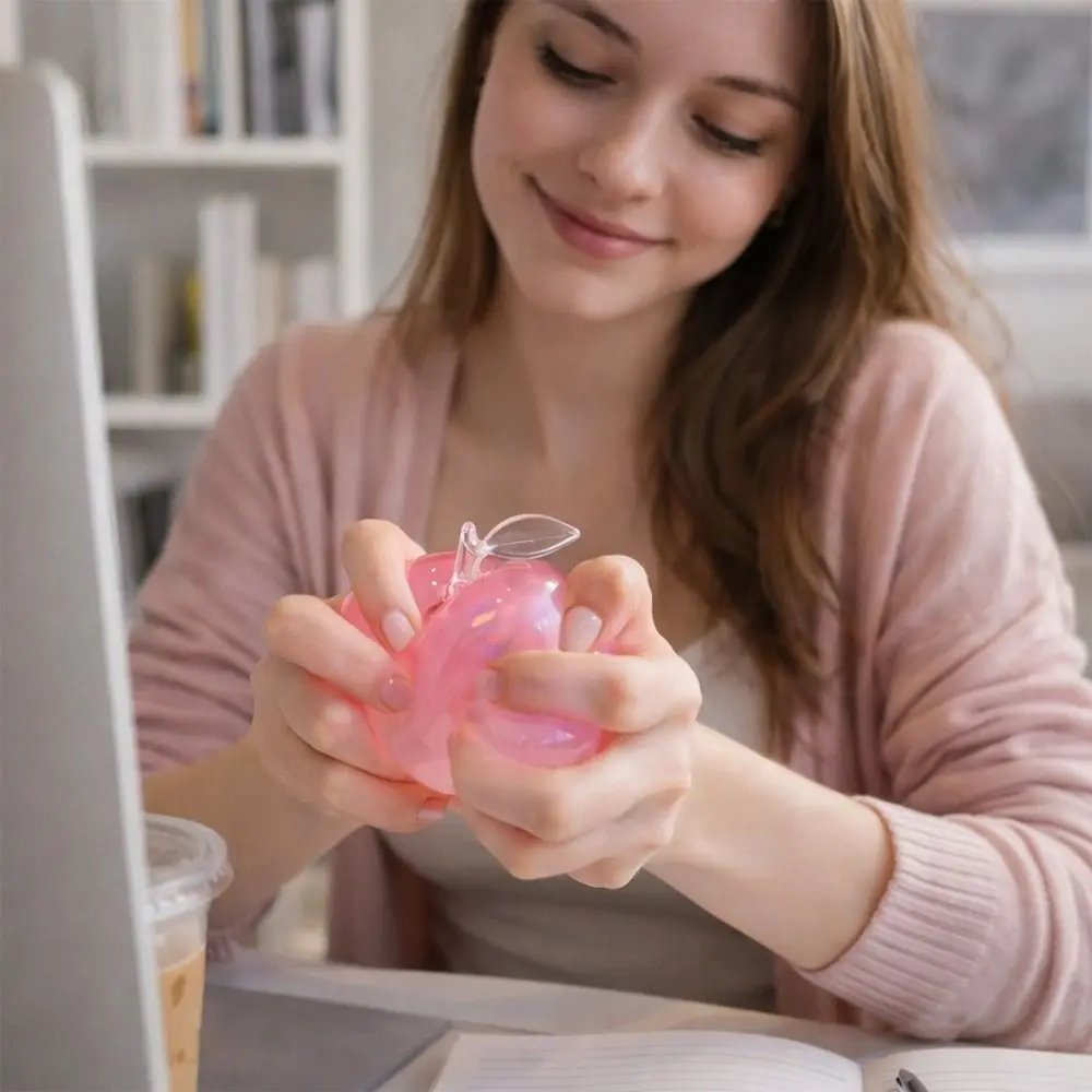 Apple-Shaped Squeeze Hand Exercise Clear Maltose Stress Relief Ball Release Emotion Soft & Durable Fruits Squeeze