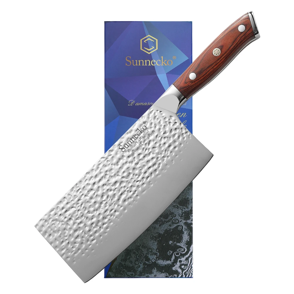 

Sunnecko Stainless Steel Chinese Meat Cleaver Chopping Knife High Carbon Butcher Cutting Fish Mincing Cooking Restaurant Home