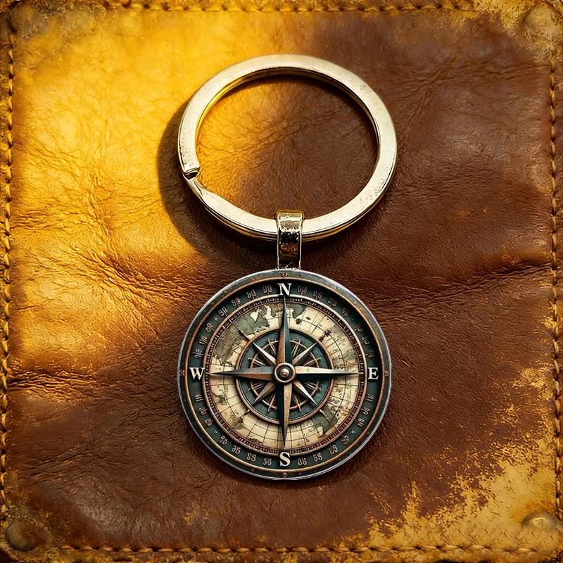 Fashion Navigation Compass 2D Pattern Alloy Keychain Teacher's Day Gift view 5