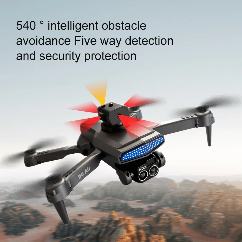 Drone aérien D6 avec caméra HD 8K pour touristes, photographie aérienne, UAV, évitement d'obstacles à cinq côtés, quadrirotor pliable sans balais, nouveau