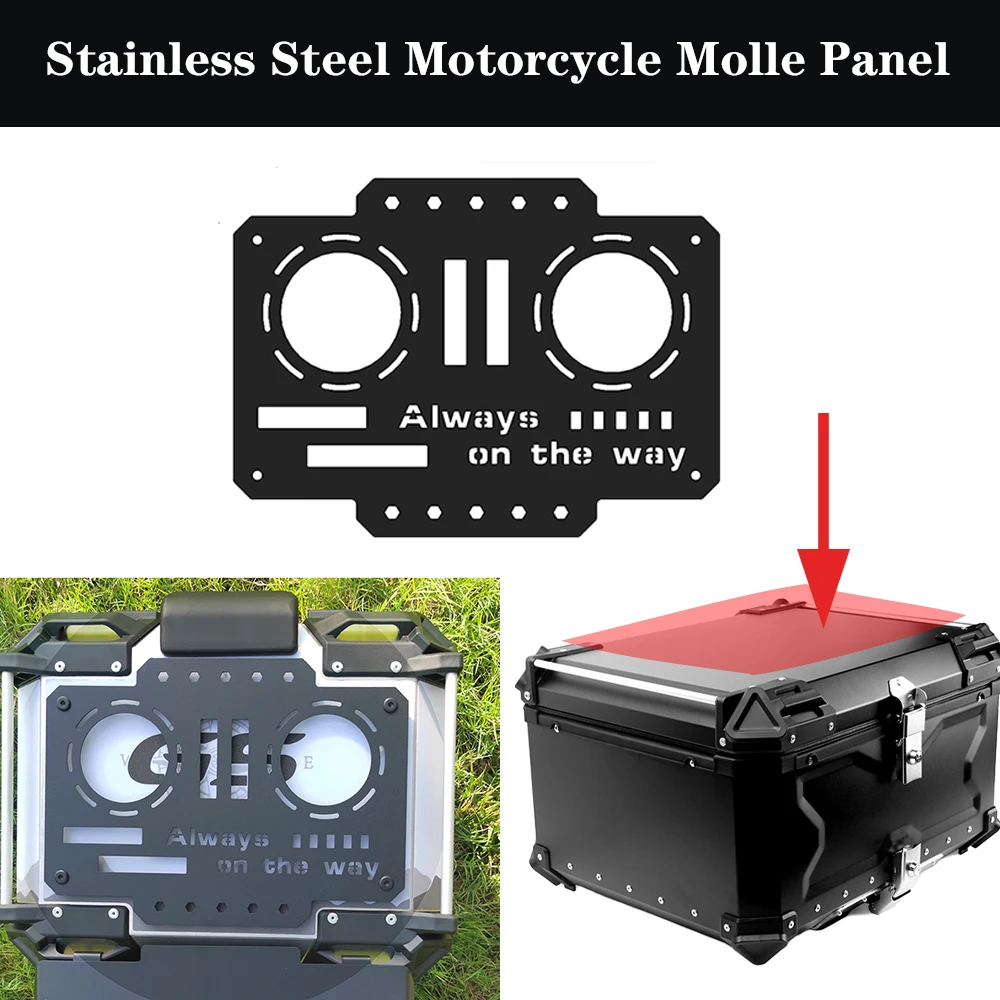 

Motorcycle Molle Panel For Trunk Storage Stainless Steel Waterproof Tactical Universal Side Box Organizer Modular Storage