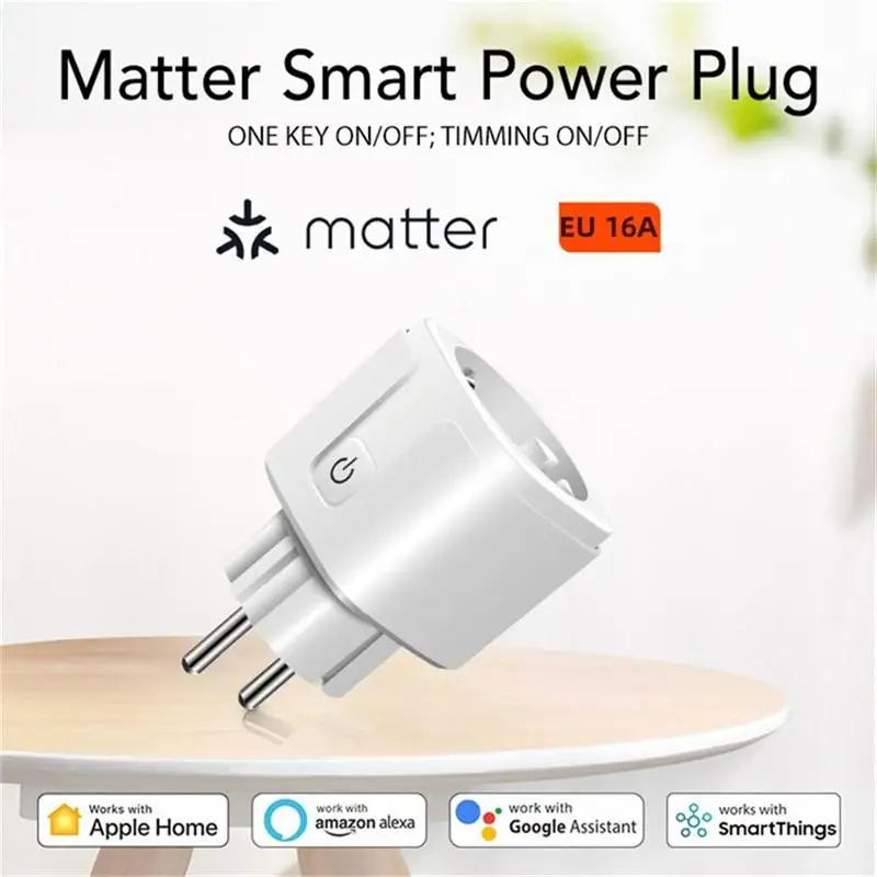 Matter Smart Plug Socket EU 16A Power Mini Smart Plug Voice Control Works WIFI Matter with Homekit Smartthings Alexa Google Home