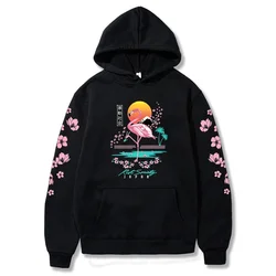 Graphic Hoodies Men/Women Streetwear Flamingo Cherry Blossom Printing Oversized Sweatshirt Hip Hop Fashion Tops Unisex Colors12