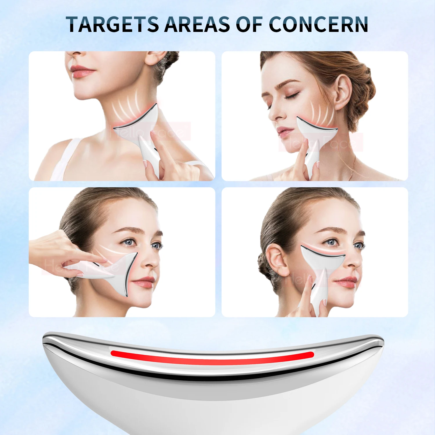 Hello Face Neck Beauty Device Neck Massage LED Photon Therapy Ion Introduction Skin Tighten Reduce Double Chin Skin Care Tools