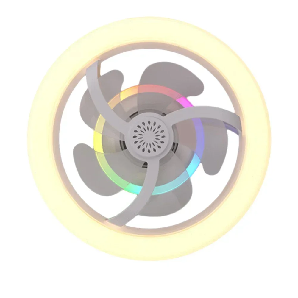 Remote Control Ceiling Fans Light E27 RGB Mini  Lamp Super Silent Modern  360 Degree Rotating Built-in Aroma