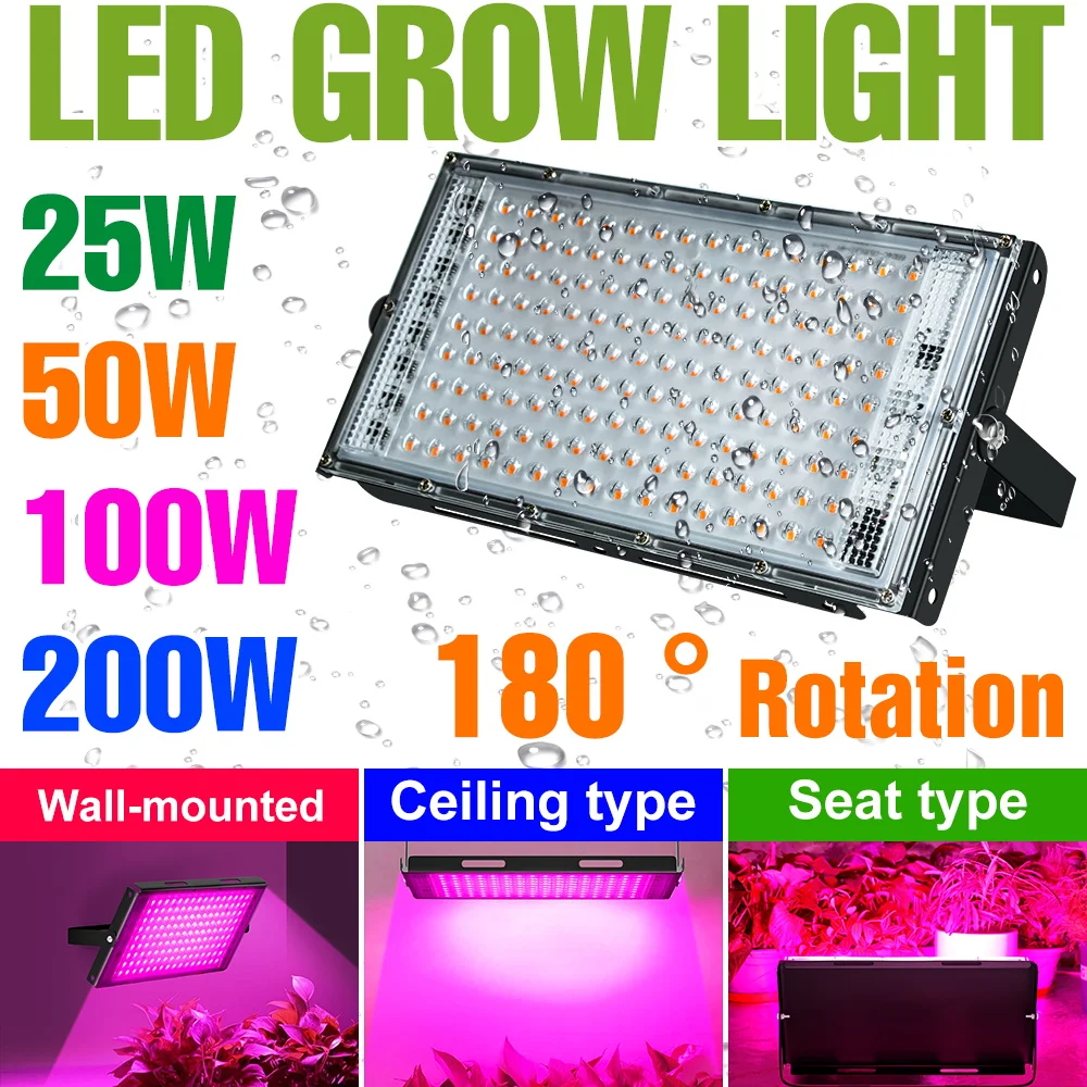 LED Phyto Lamp With Tripod IP65 Full Spectrum Plant Grow Light 220V PhytoLamp Hydroponic Plant Flood Light Greenhouse Veg Flower