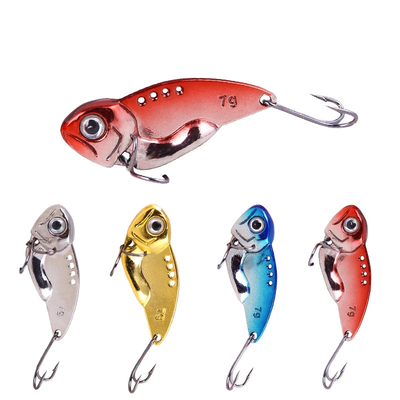 Metal Vib Fishing Lures 5mm 7.8g Vivid Vibrations Spoonbait Lure Fishing Bait Bass Artificial Hard Bait VIB 3d Eyes Spoon Wobble