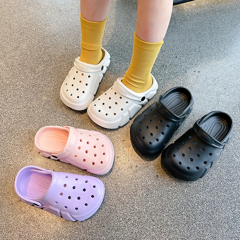 2024 Summer New Kids Slippers for Girls Boys Fashion Cut-outs Breathable Soft Outside Casual Versatile Anti-slippery Beach Shoes