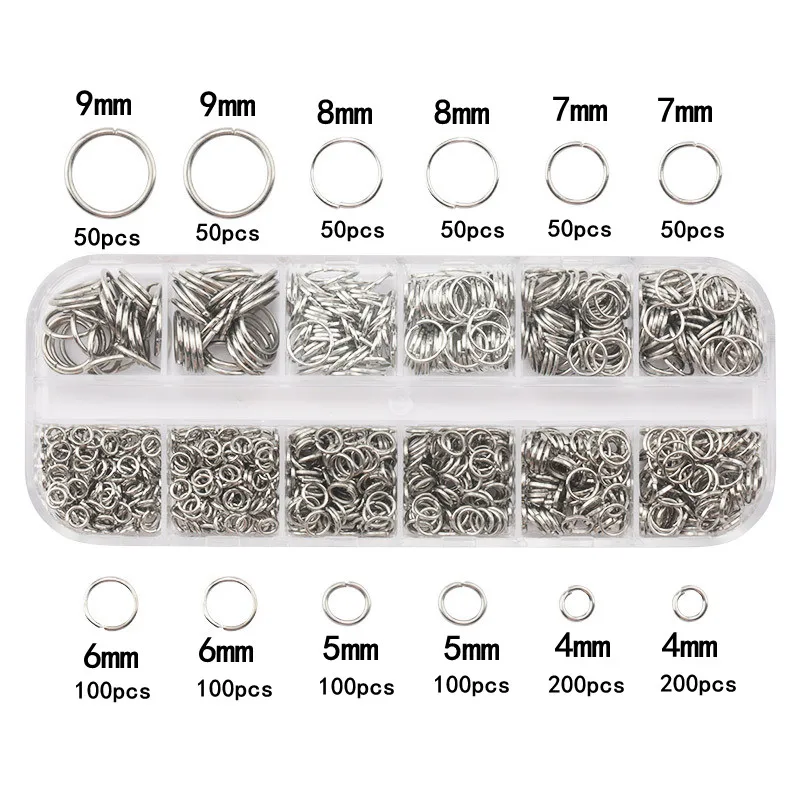 1100pcs Iron Material Flat Open Jump Rings 4-9mm Jewelry Accessory Materials image 4