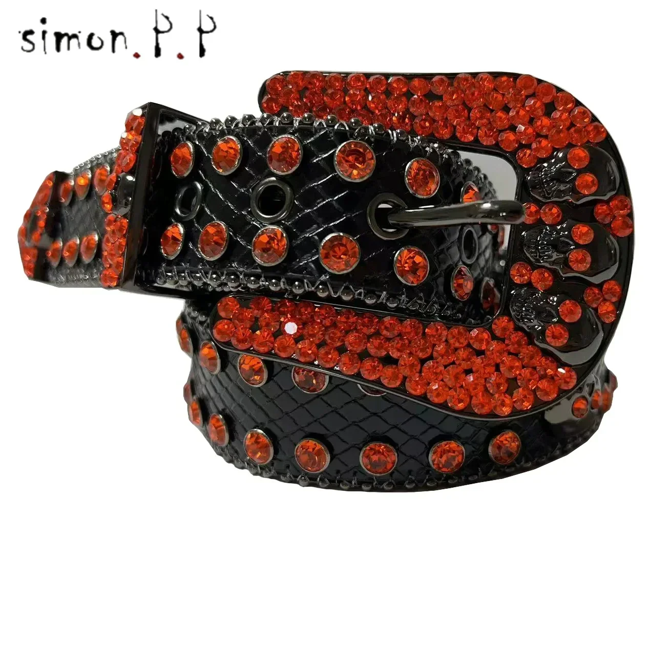 Cinturón Bb de diseñador rojo, cinturones Simon para hombres y mujeres, cinturón negro multicolor con diamantes de imitación ostentosos como regalo C32