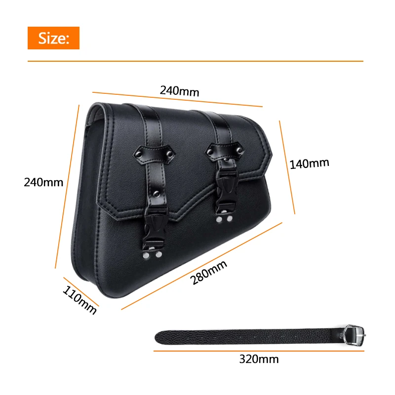 Motorcycle Saddlebags Side Tool Bag Luggage Saddle Bag Pouch Black Universal PU Leather For Honda/Suzuki/Kawasaki/Yamaha