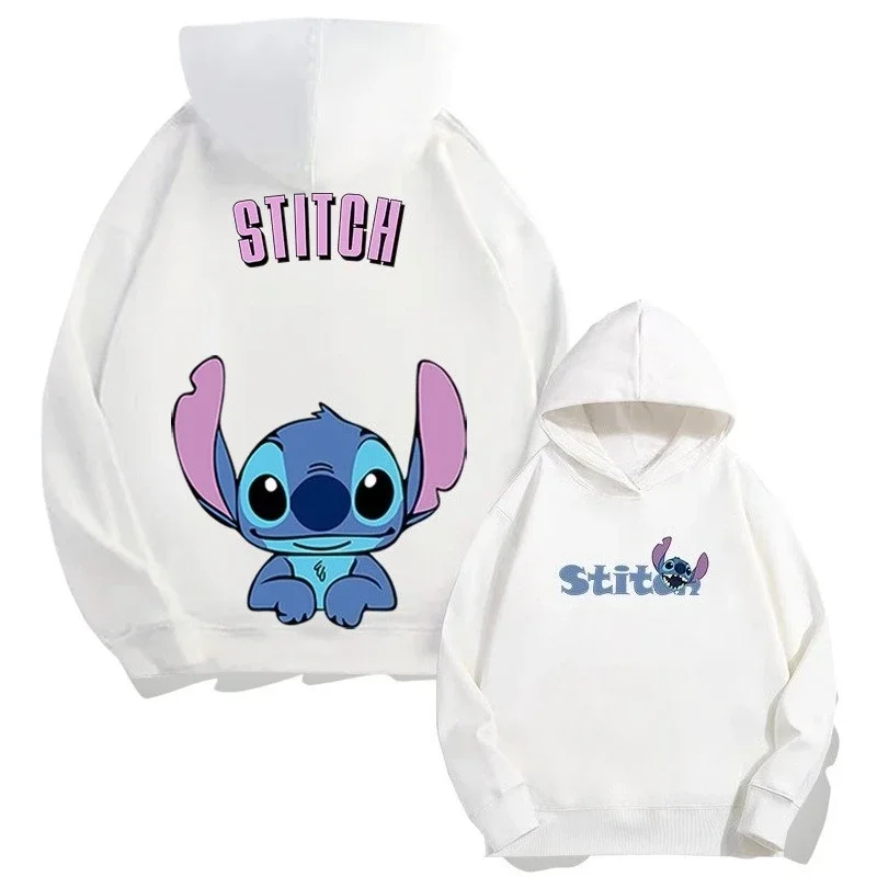 سويت شيرت بقلنسوة للأولاد والبنات مطبوع عليه رسوم كارتونية أمريكية من Disney Stitch، سترة بقلنسوة دافئة للأطفال في الخريف والشتاء في الهواء الطلق